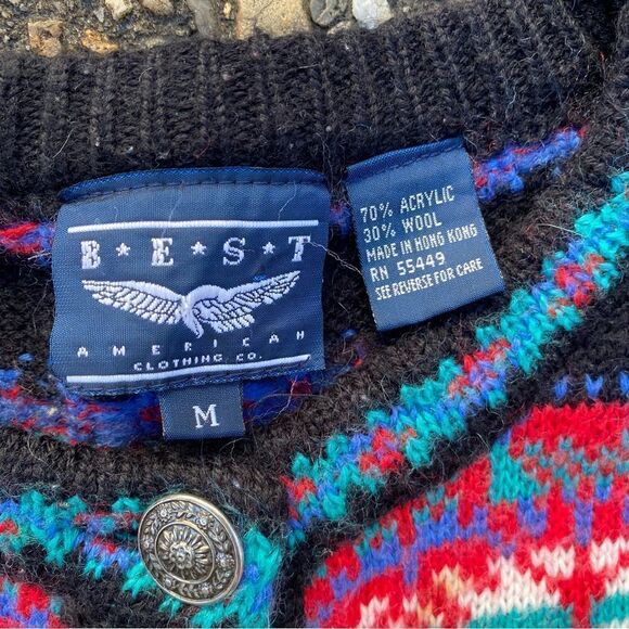 Vintage Nordic style cropped cardigan M - Picture 2 of 4